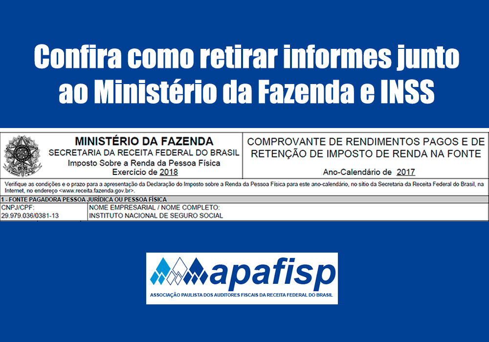 IRPF: associados com pastas migradas deverão retirar Informes de Rendimentos da Receita e do INSS