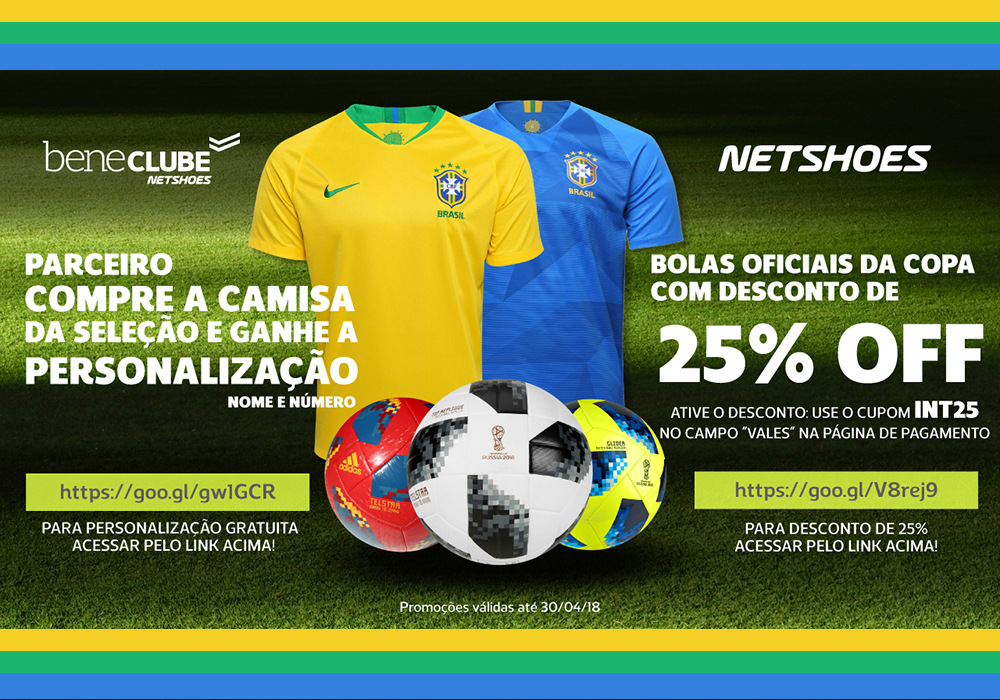Convênio APAFISP: Netshoes divulga promoção Copa do Mundo 2018