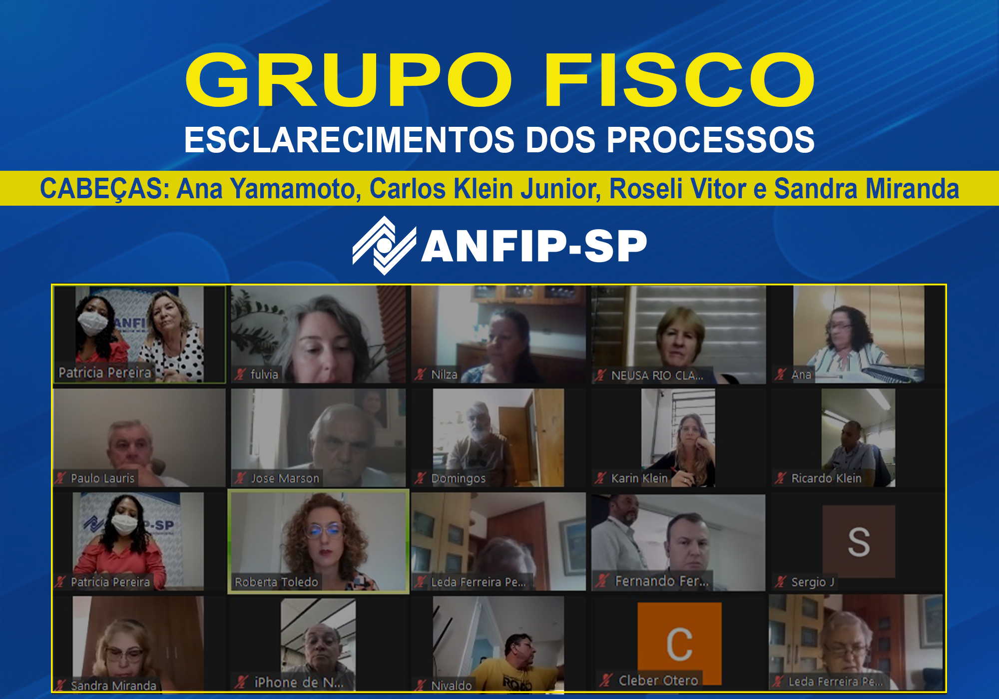 Grupo Fisco: reunião aborda processos de Ana Yamamoto, Carlos Klein, Roseli Barbosa e Sandra Miranda