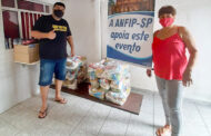 Com apoio da ANFIP-SP, DRF/Santos distribui 120 cestas para famílias carentes