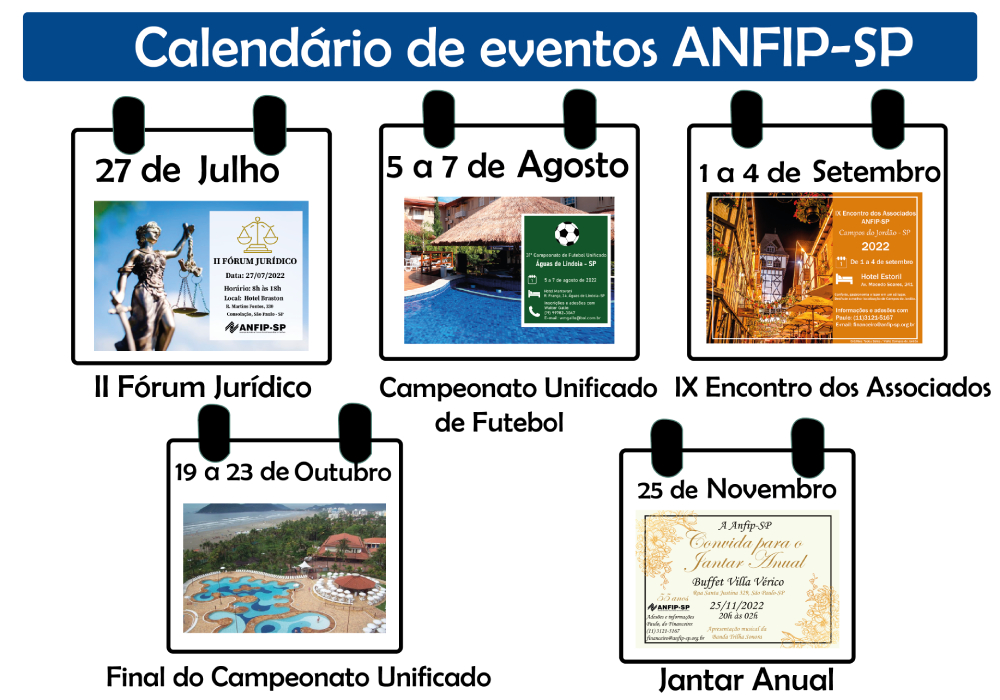 Confira calendário de eventos da ANFIP-SP para os meses de julho até novembro