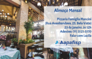 Primeiro almoço mensal da APAFISP em 2025 será na Pizzaria Famiglia Mancini no dia 23; participe!