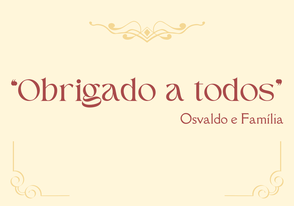 Agradecimento do associado Osvaldo Garcia Martins e Família